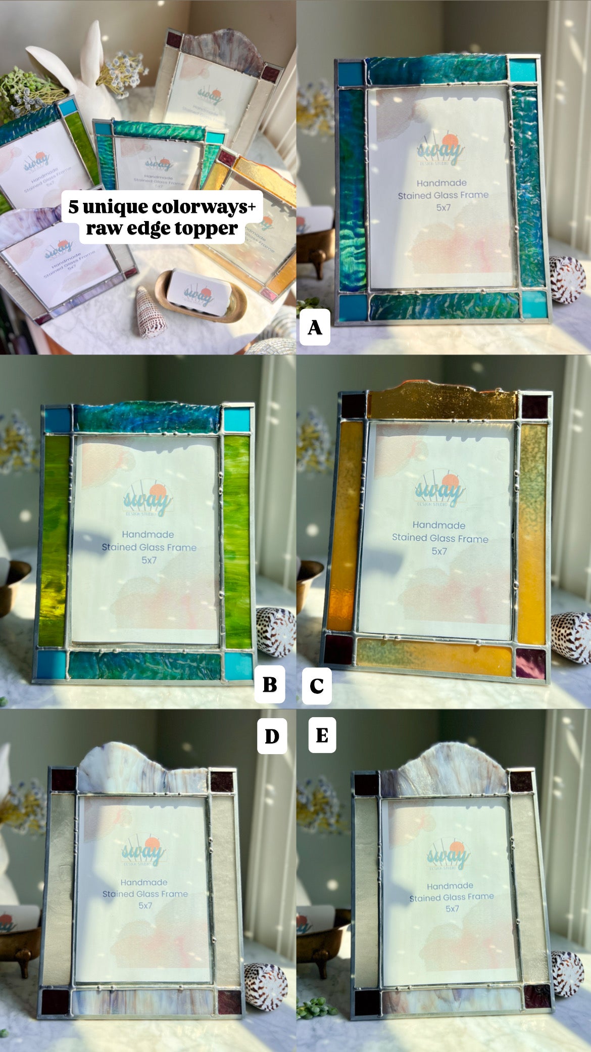 Stained Glass Frame (5x7) with stand and removable insert
