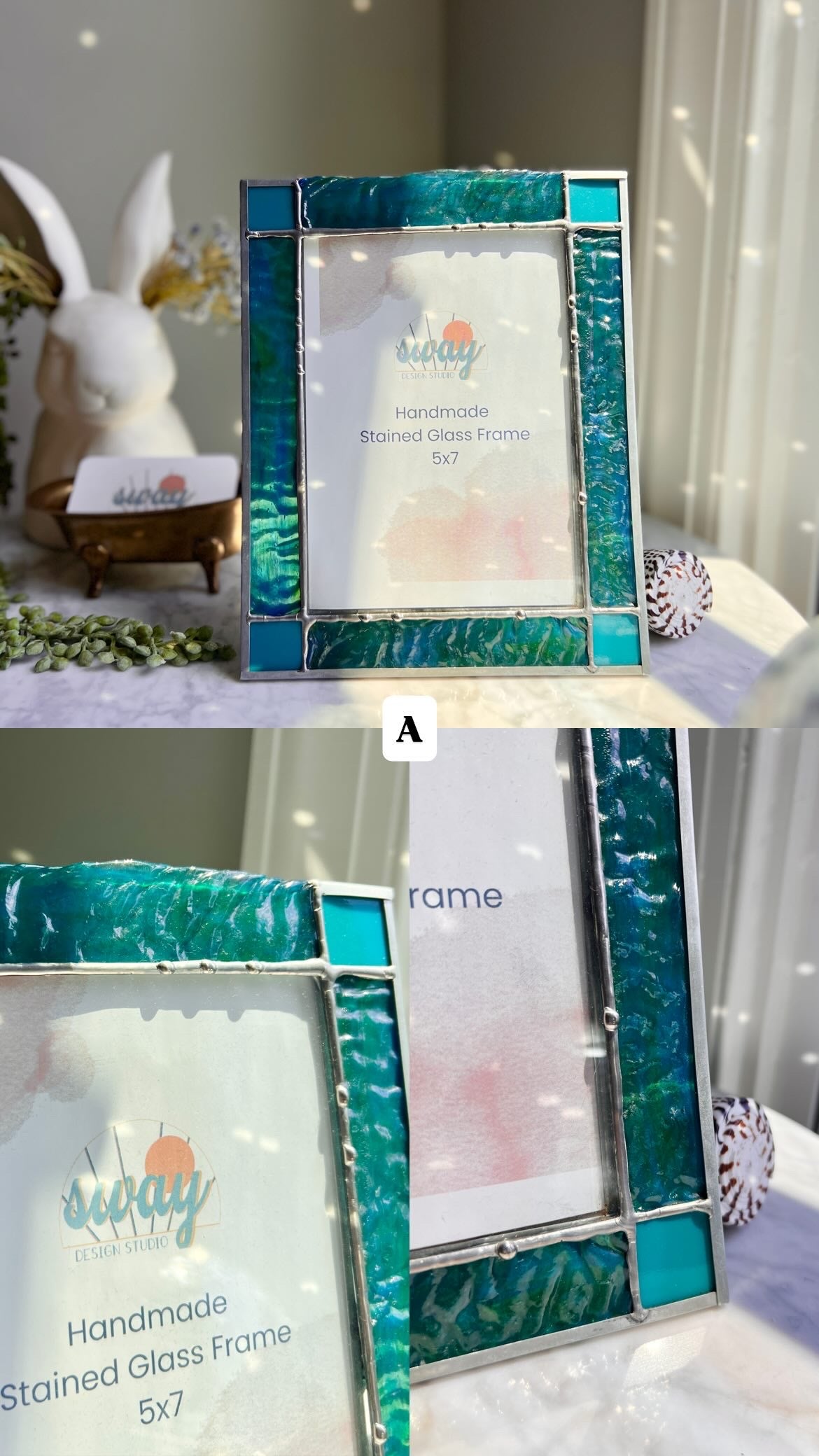 Stained Glass Frame (5x7) with stand and removable insert