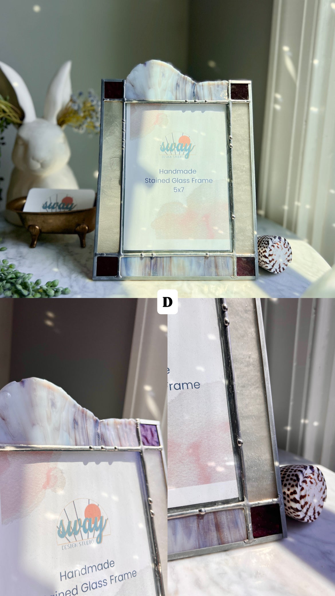 Stained Glass Frame (5x7) with stand and removable insert