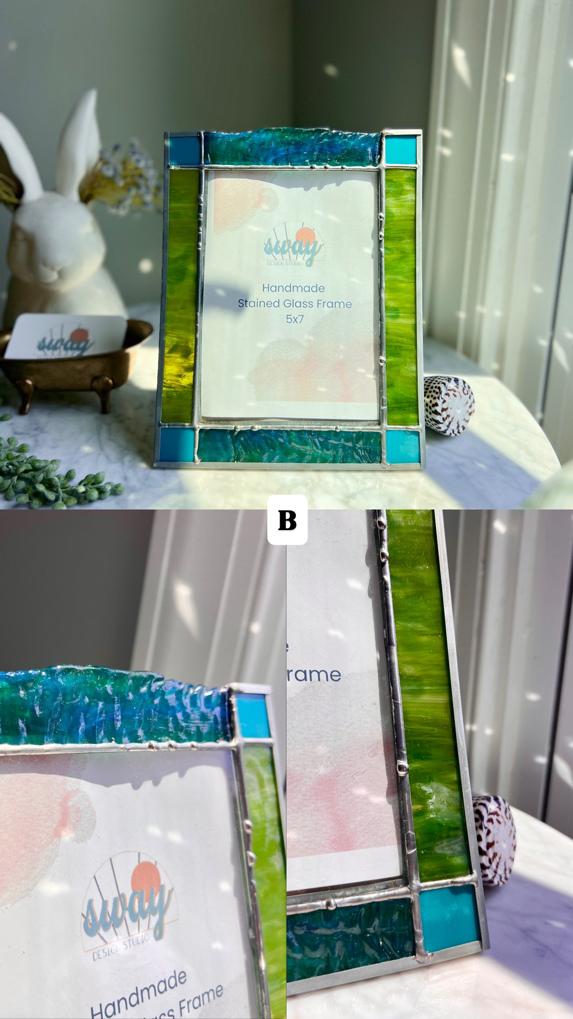 Stained Glass Frame (5x7) with stand and removable insert
