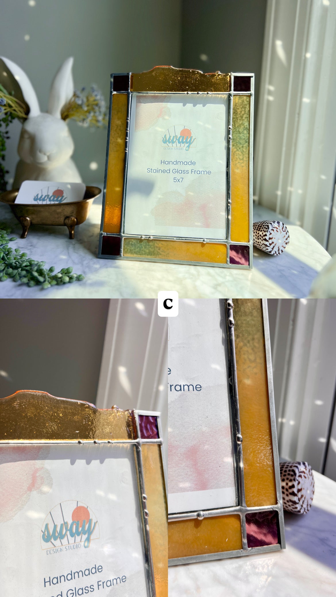 Stained Glass Frame (5x7) with stand and removable insert